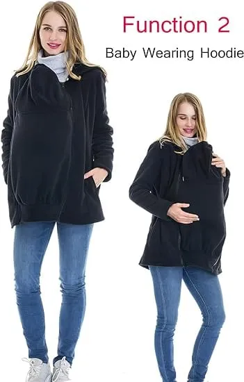 SMALLSHOW - Fleece Zip Up Maternity Baby Carrier Hoodie Sweatshirt Jacket