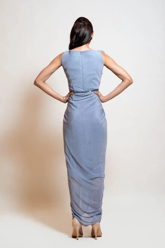 Smriti Apparel's Icy Grey Drape Dress - Rent