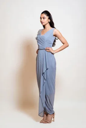 Smriti Apparel's Icy Grey Drape Dress - Rent