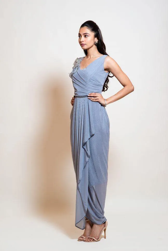 Smriti Apparel's Icy Grey Drape Dress - Rent