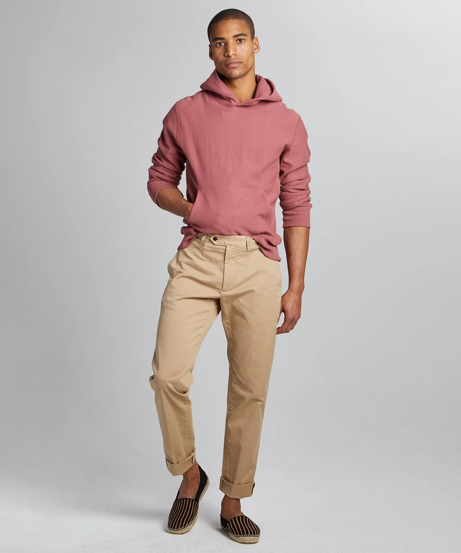 Straight Fit Tab Front Stretch Chino in Khaki