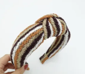 stripe knit headband top knot hairband stylish Fall Winter hair accessory for women