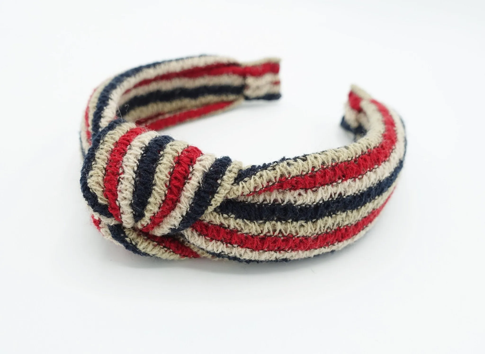 stripe knit headband top knot hairband stylish Fall Winter hair accessory for women