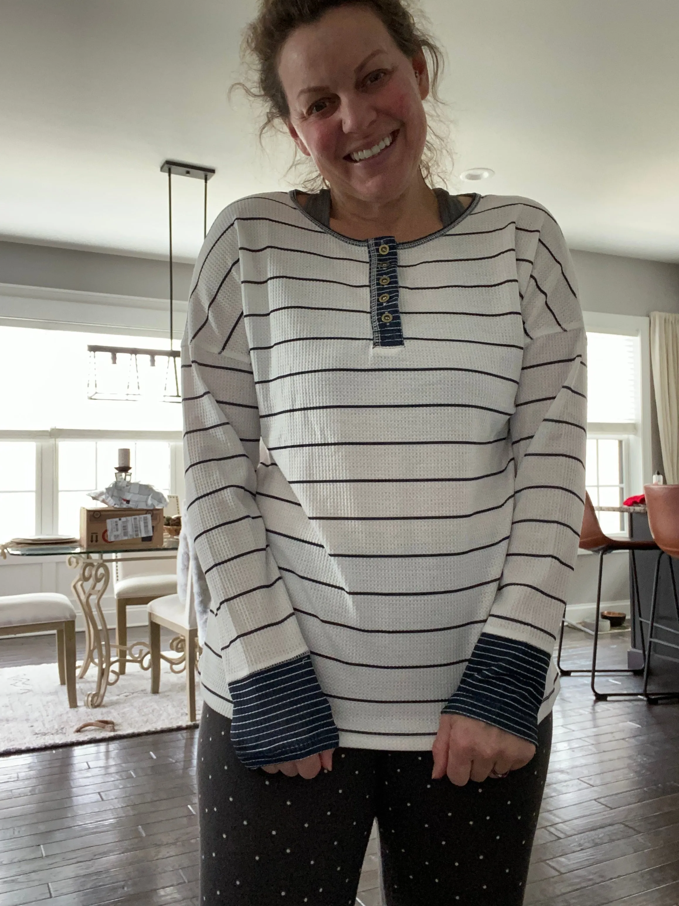 Striped waffle knit top