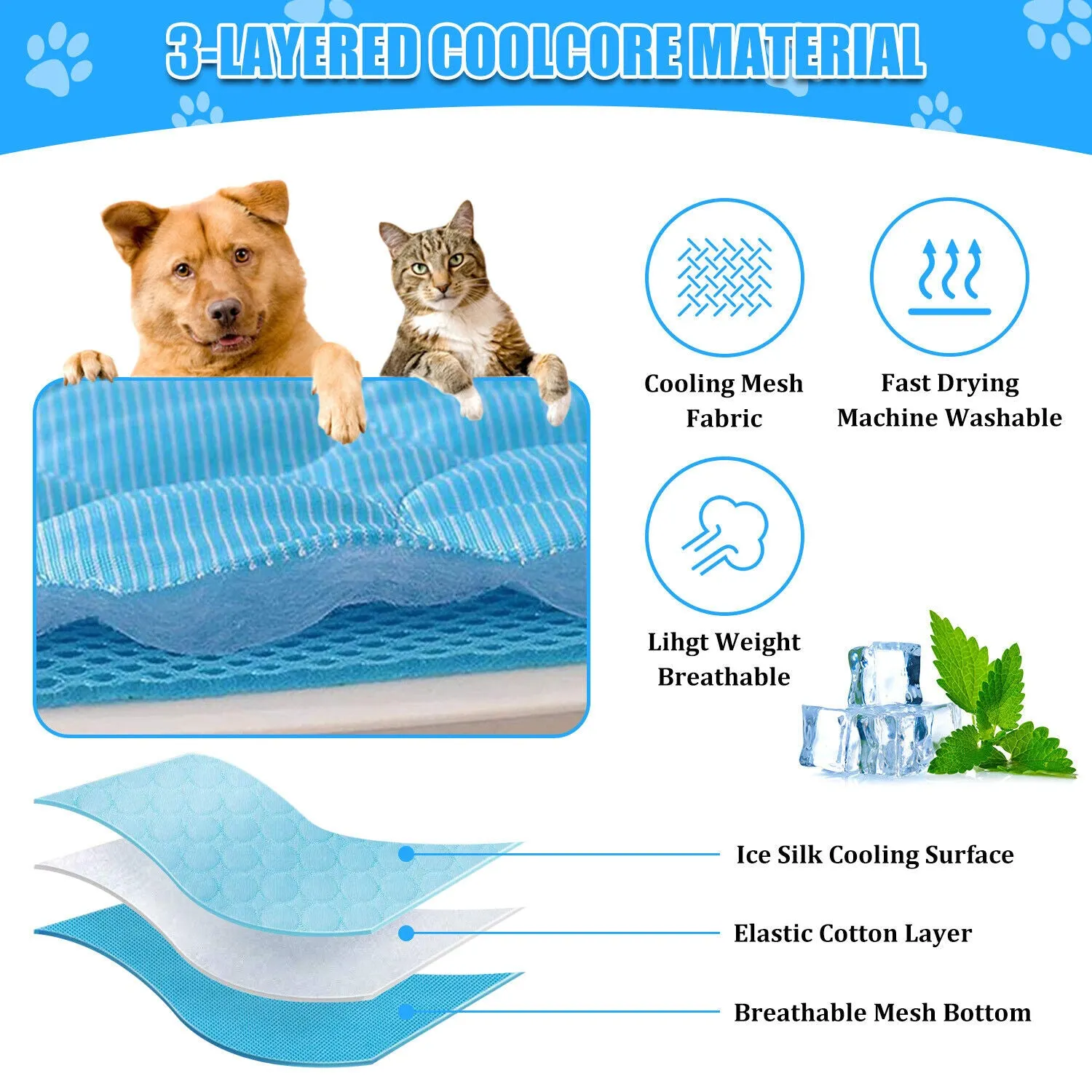 Summer Pet Cooling Mat for Dogs and Cats