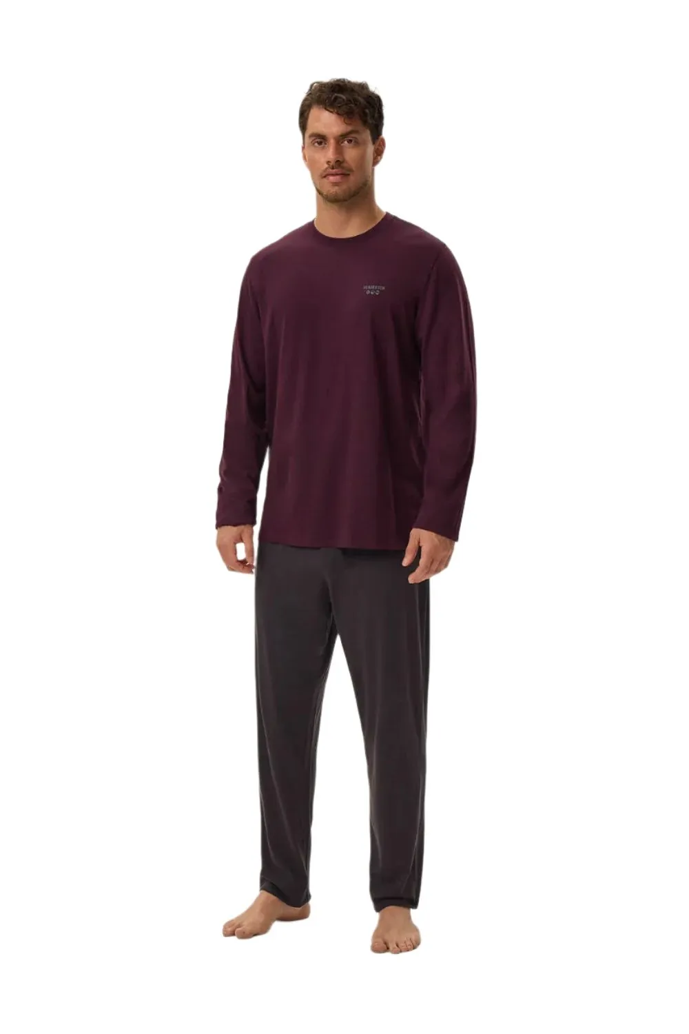 TEEK - 2pc Burgundy Long Sleeve Pants Pajama Set