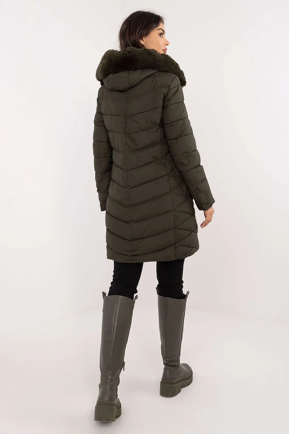 TEEK - Hooded Plush Silhouette Puff Coat