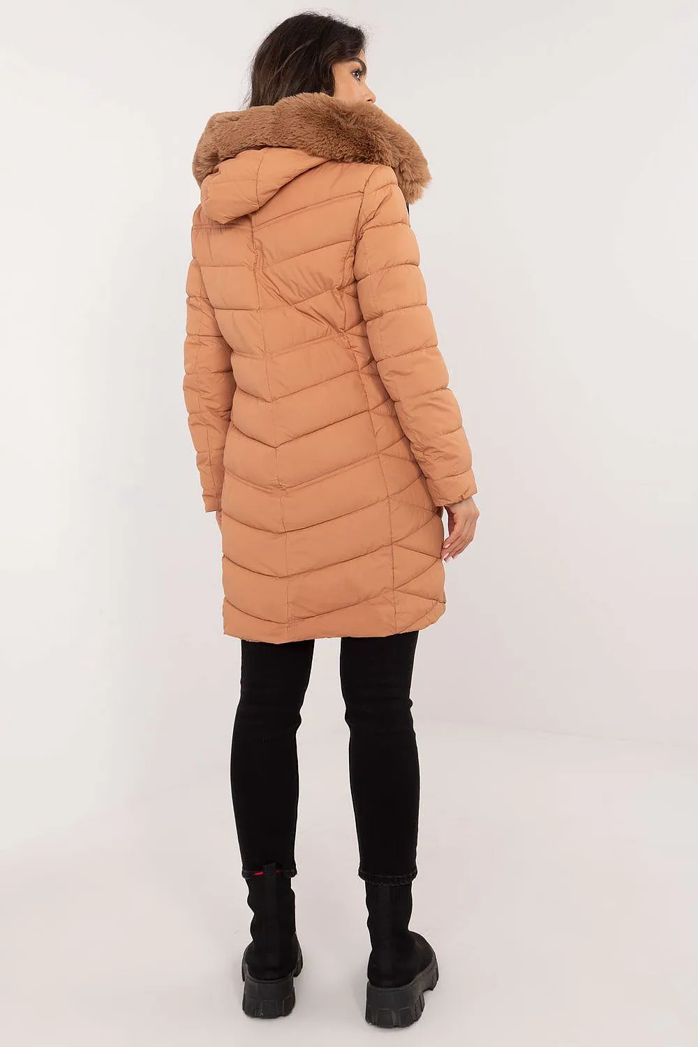 TEEK - Hooded Plush Silhouette Puff Coat