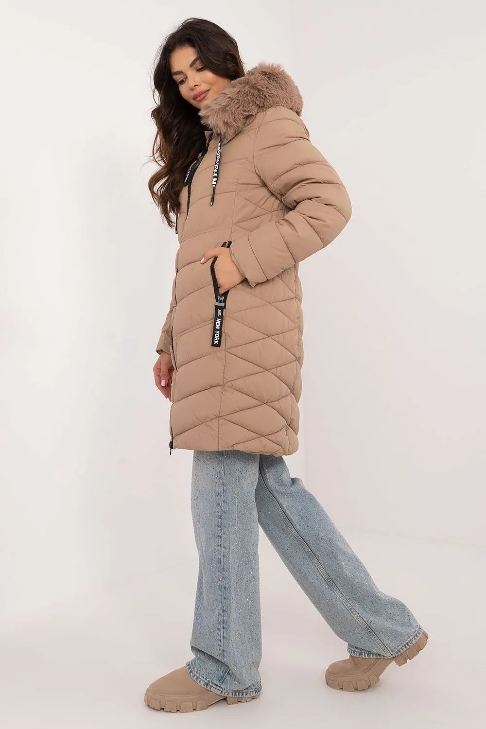 TEEK - Hooded Plush Silhouette Puff Coat