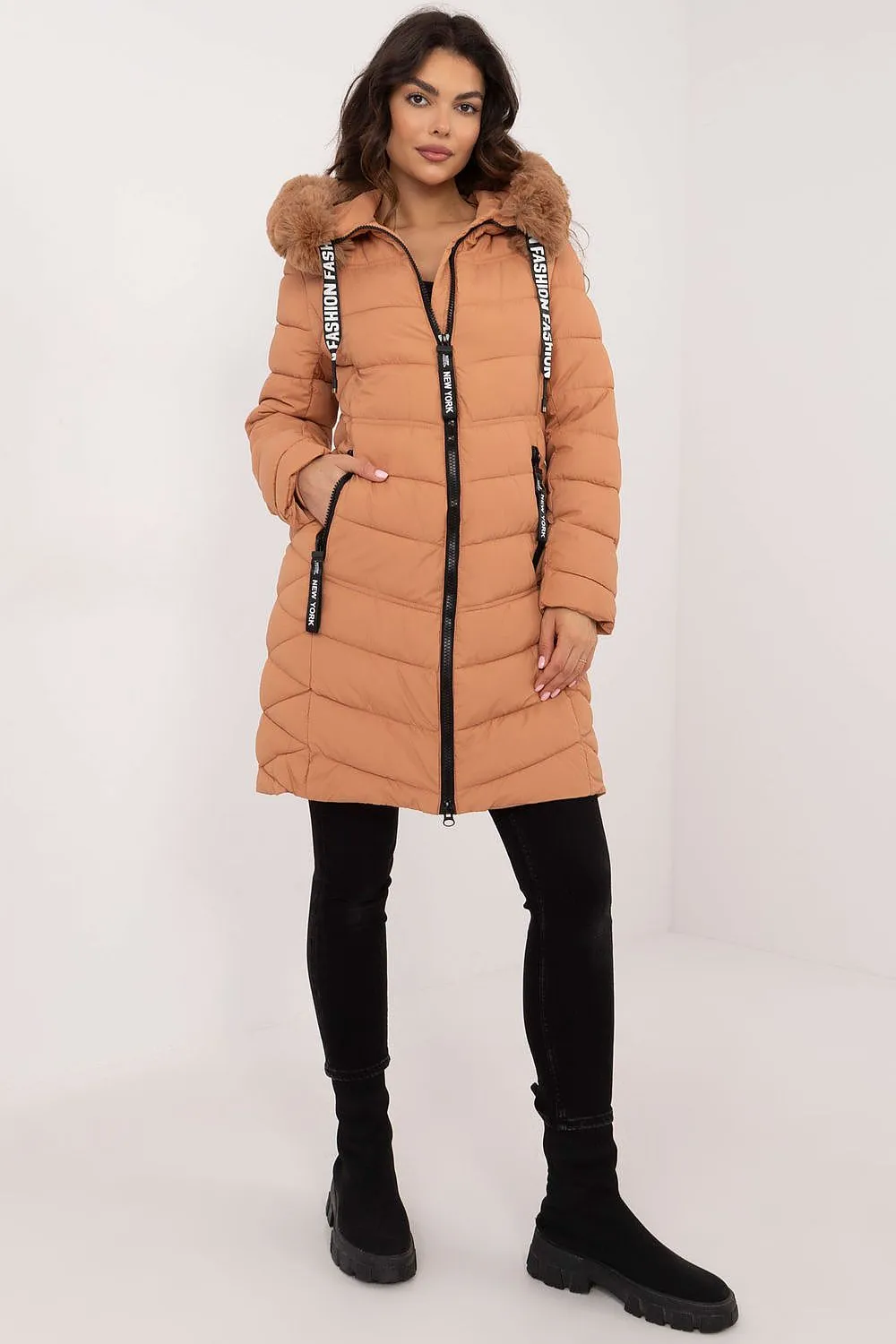 TEEK - Hooded Plush Silhouette Puff Coat