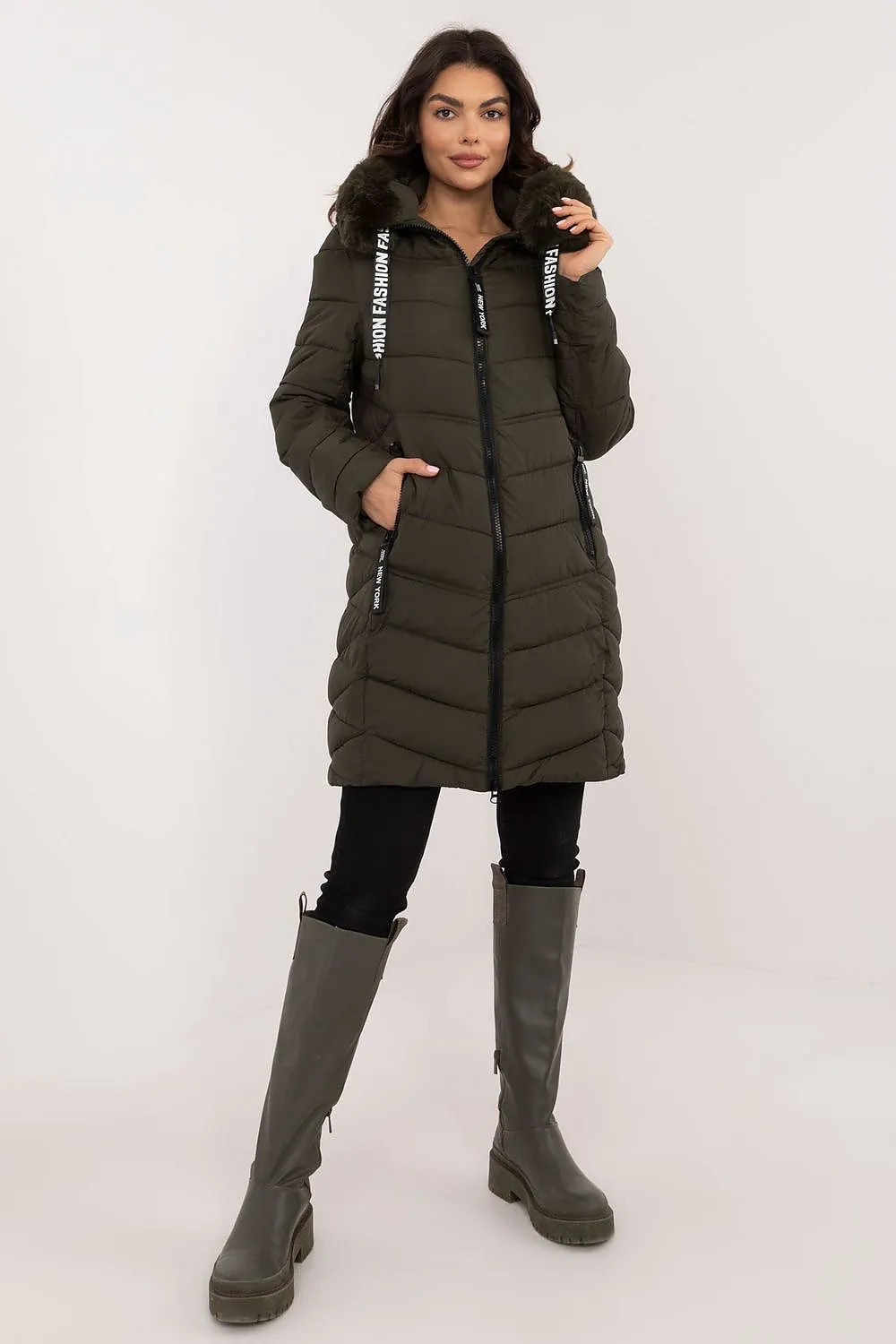 TEEK - Hooded Plush Silhouette Puff Coat