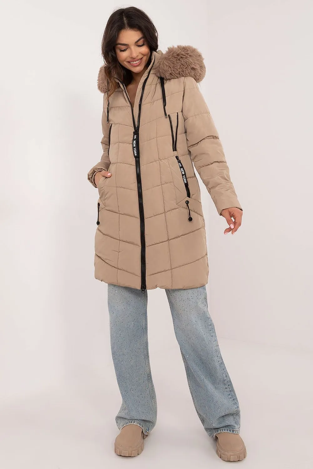 TEEK - NY Zippered Chest Expandable Side Plush Coat