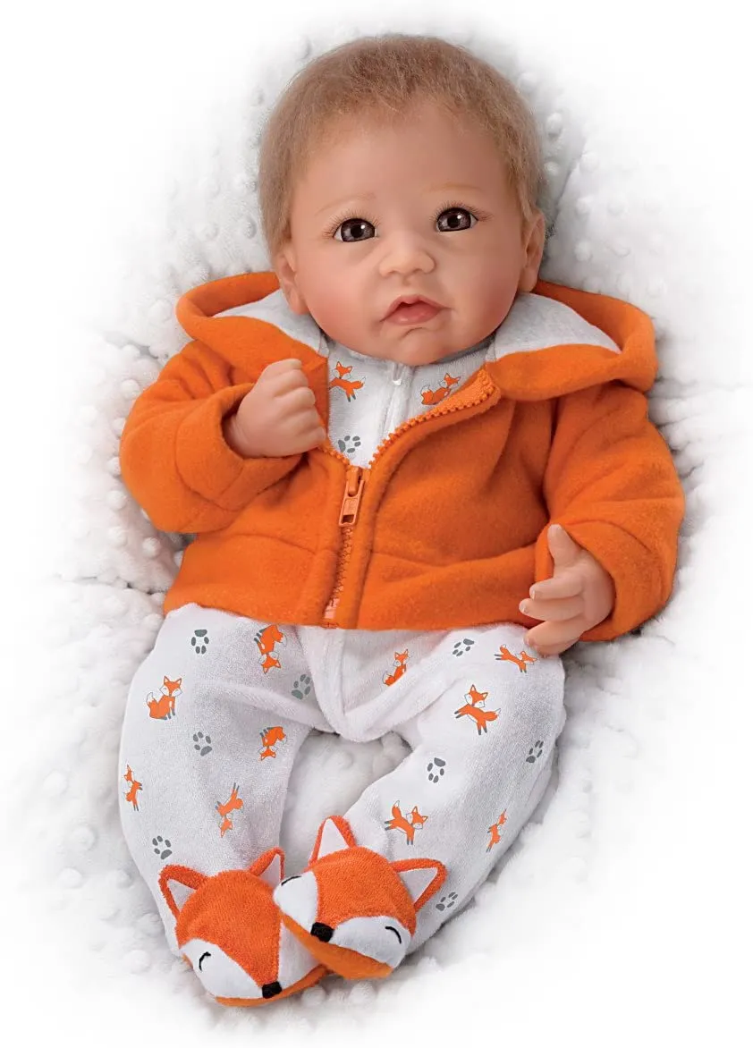 The Ashton - Drake Galleries Lil Rascal Lifelike So Truly Real® Baby Boy Doll Weighted Fully Poseable with Soft  RealTouch® Vinyl Skin Custom Fox Outfit by Master Doll Artist Linda Murray 18"-inches