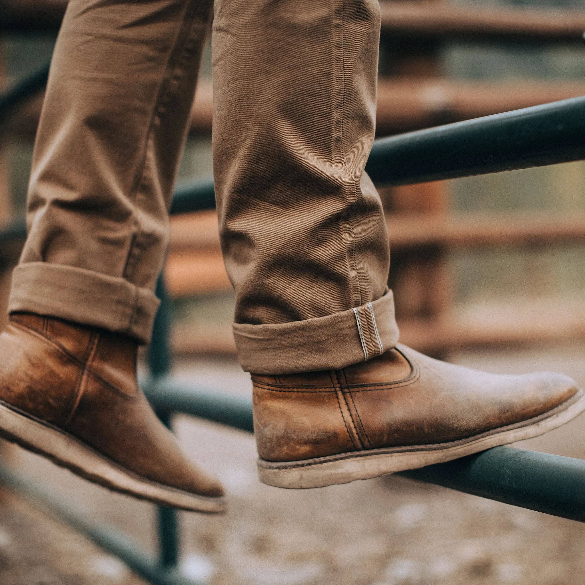 The Democratic All Day Pant in Rustic Oak Organic Selvage