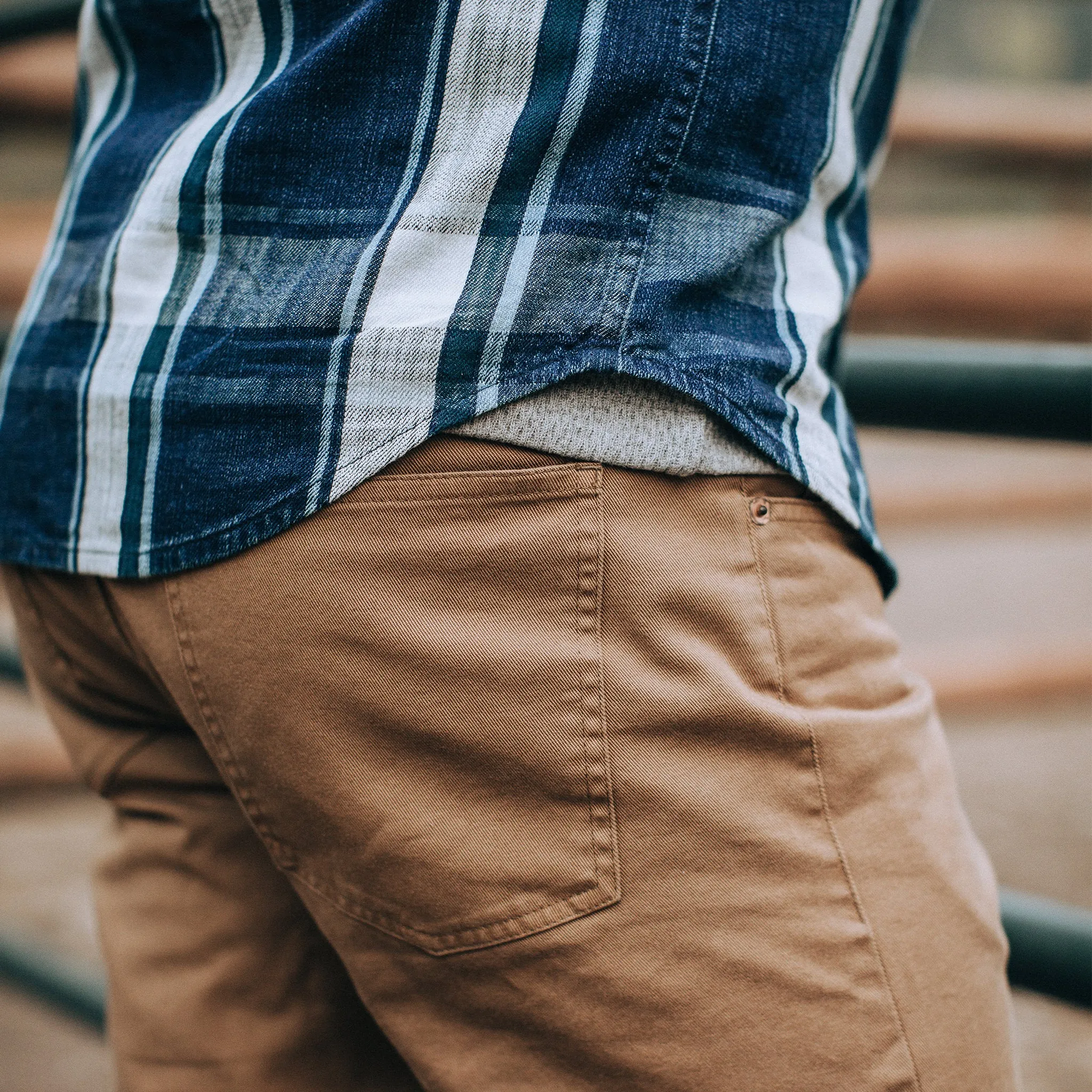 The Democratic All Day Pant in Rustic Oak Organic Selvage