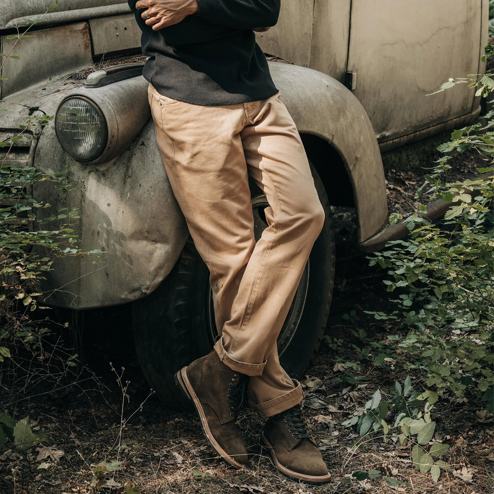 The Democratic All Day Pant in Washed Tobacco Selvage