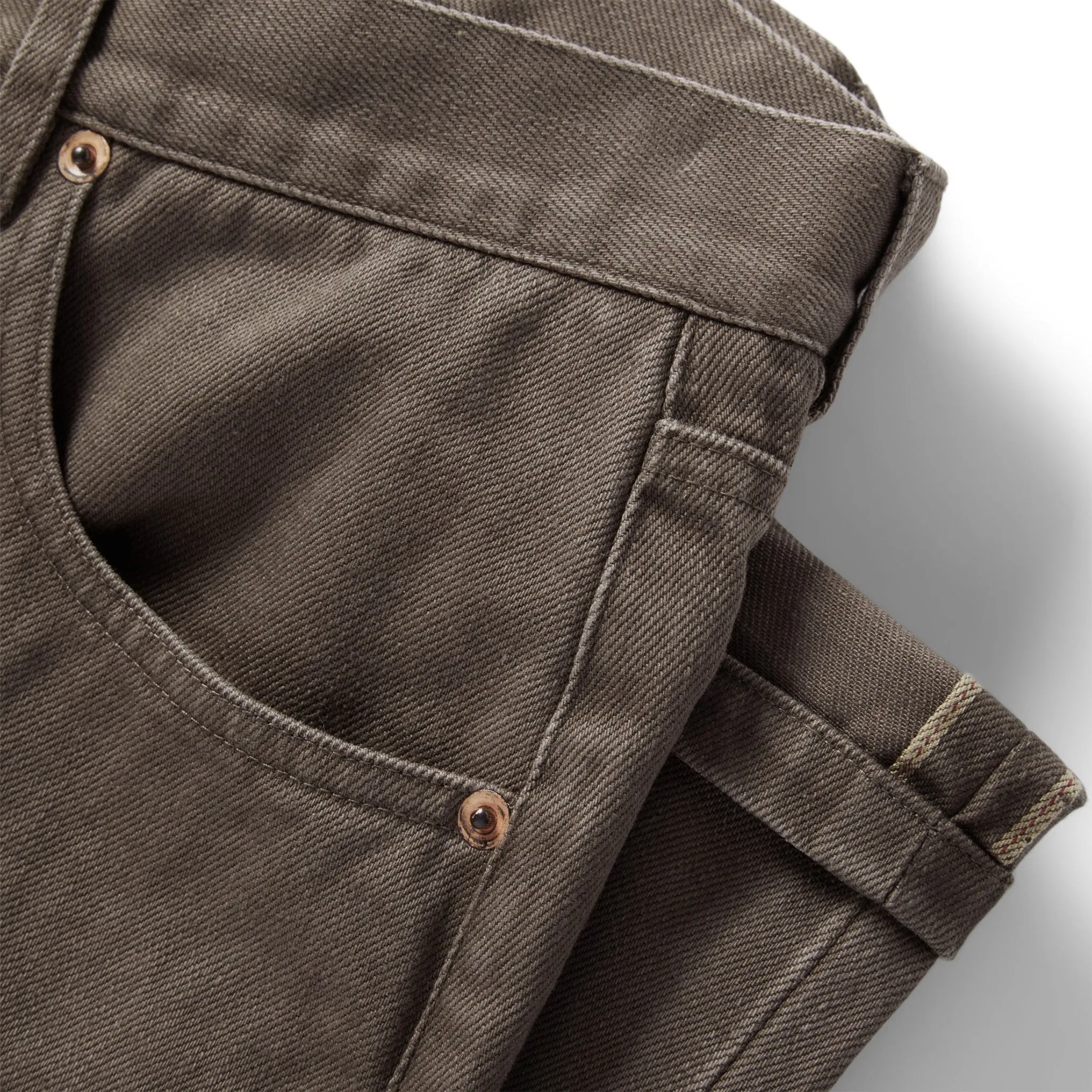 The Democratic All Day Pant in Washed Walnut Selvage