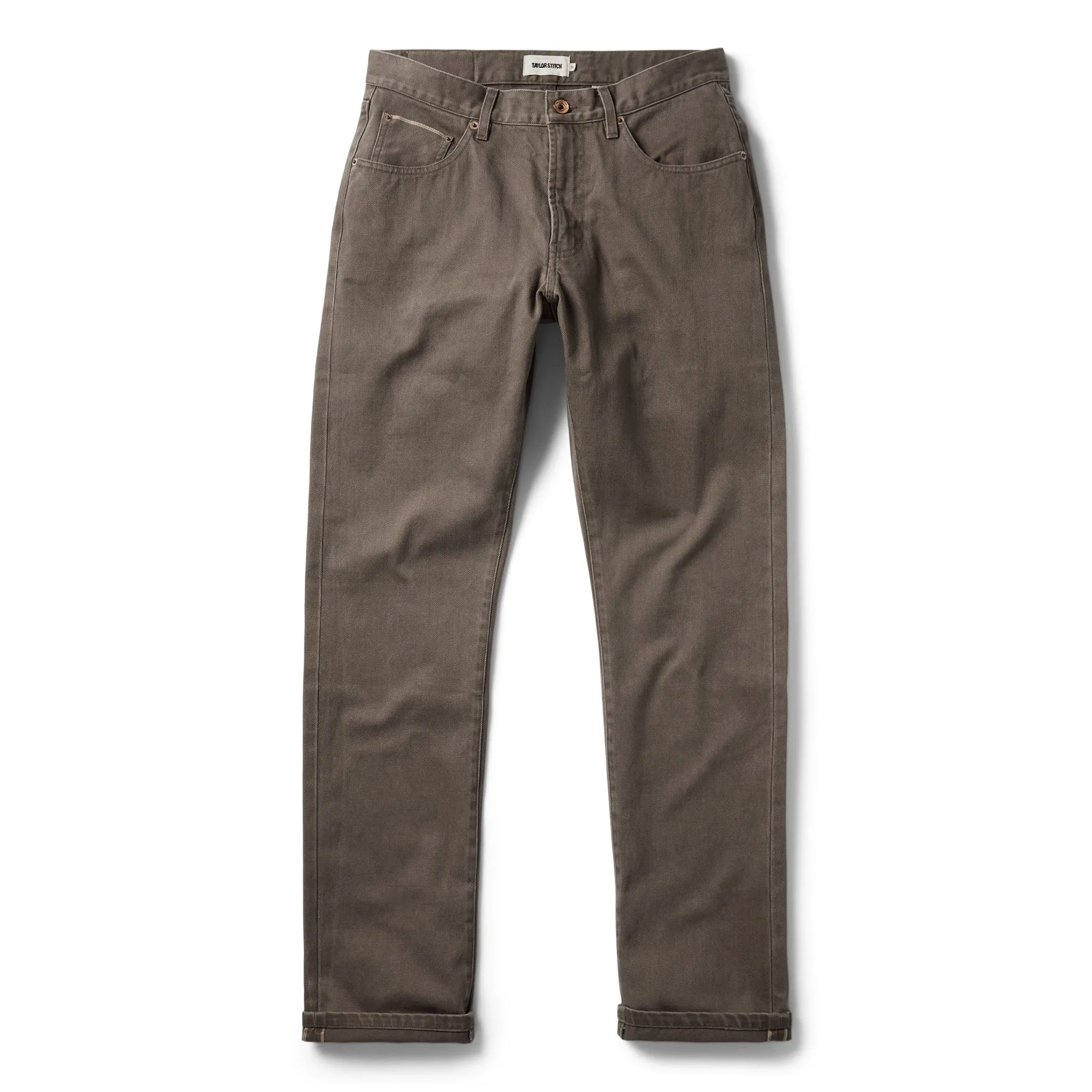 The Democratic All Day Pant in Washed Walnut Selvage