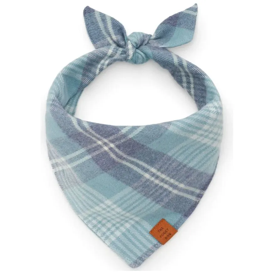 The Foggy Dog - Blue Frost Plaid Flannel Bandana