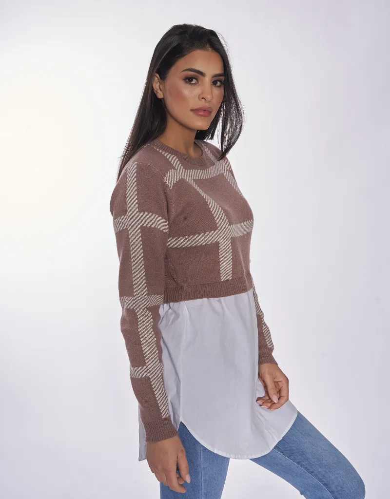 Tiana Checkered Knit Crop Top