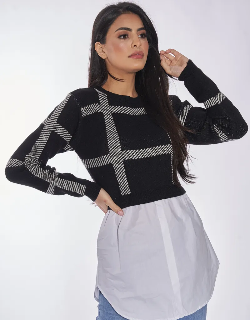 Tiana Checkered Knit Crop Top