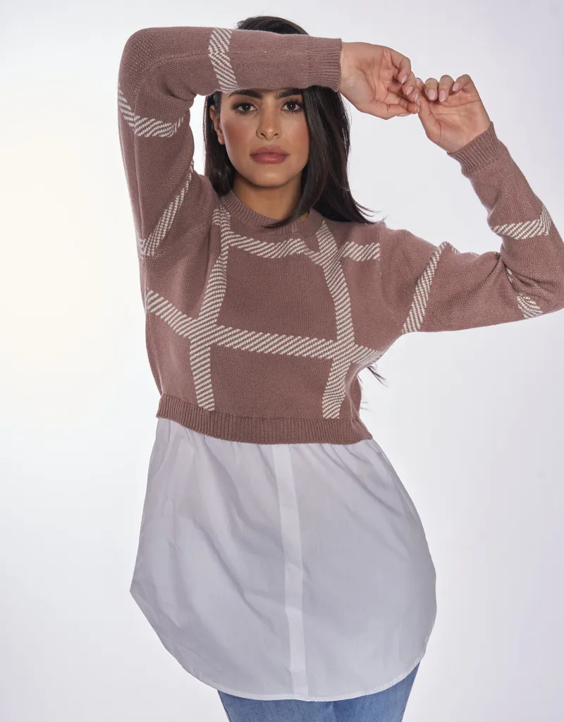 Tiana Checkered Knit Crop Top