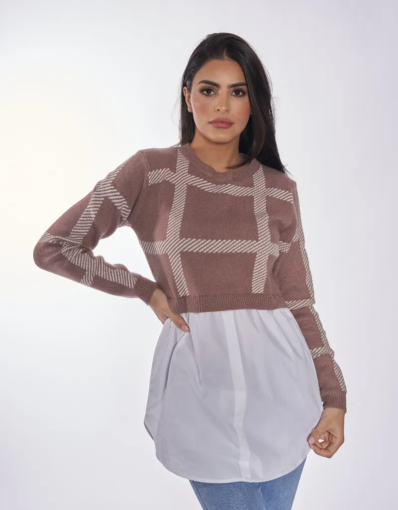 Tiana Checkered Knit Crop Top