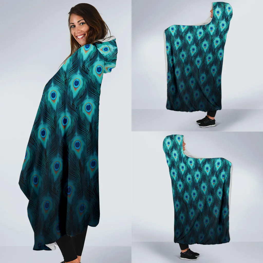 Trippy Peacock Feathers | Hooded Blanket | Mandalazed