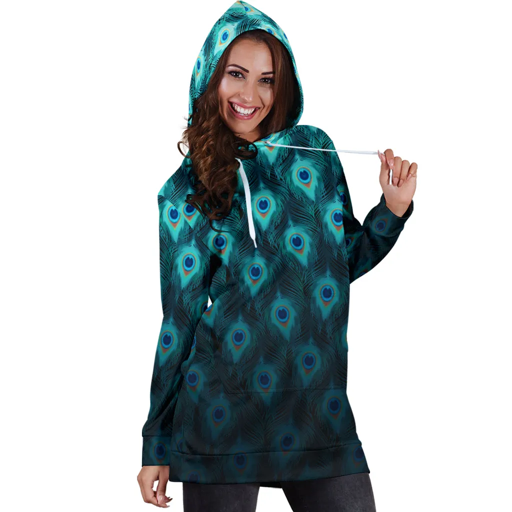 Trippy Peacock Feathers | Hoodie Dress | Mandalazed