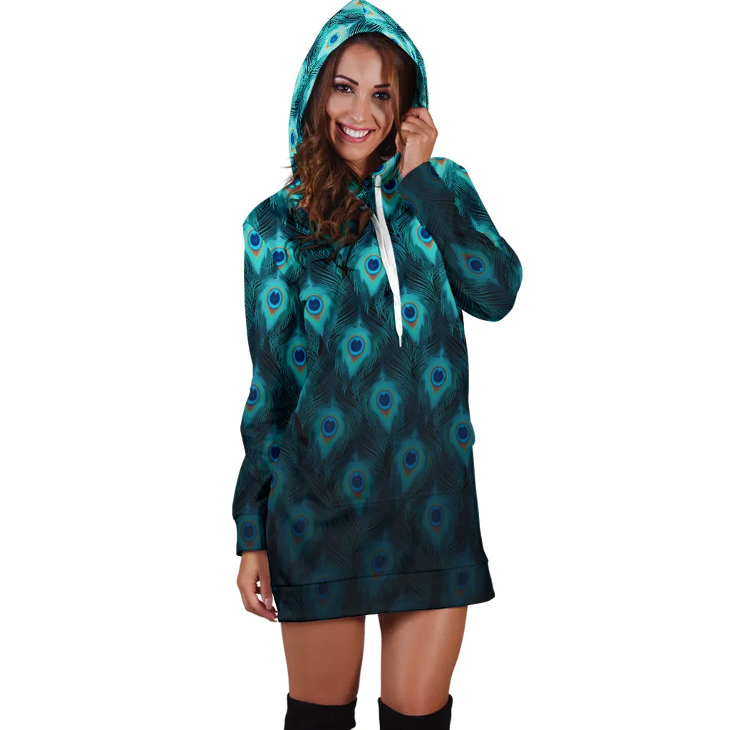 Trippy Peacock Feathers | Hoodie Dress | Mandalazed