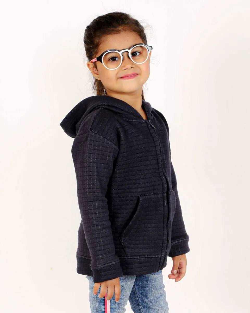 True Navy Quilted Kids Unisex Zipper Jacket