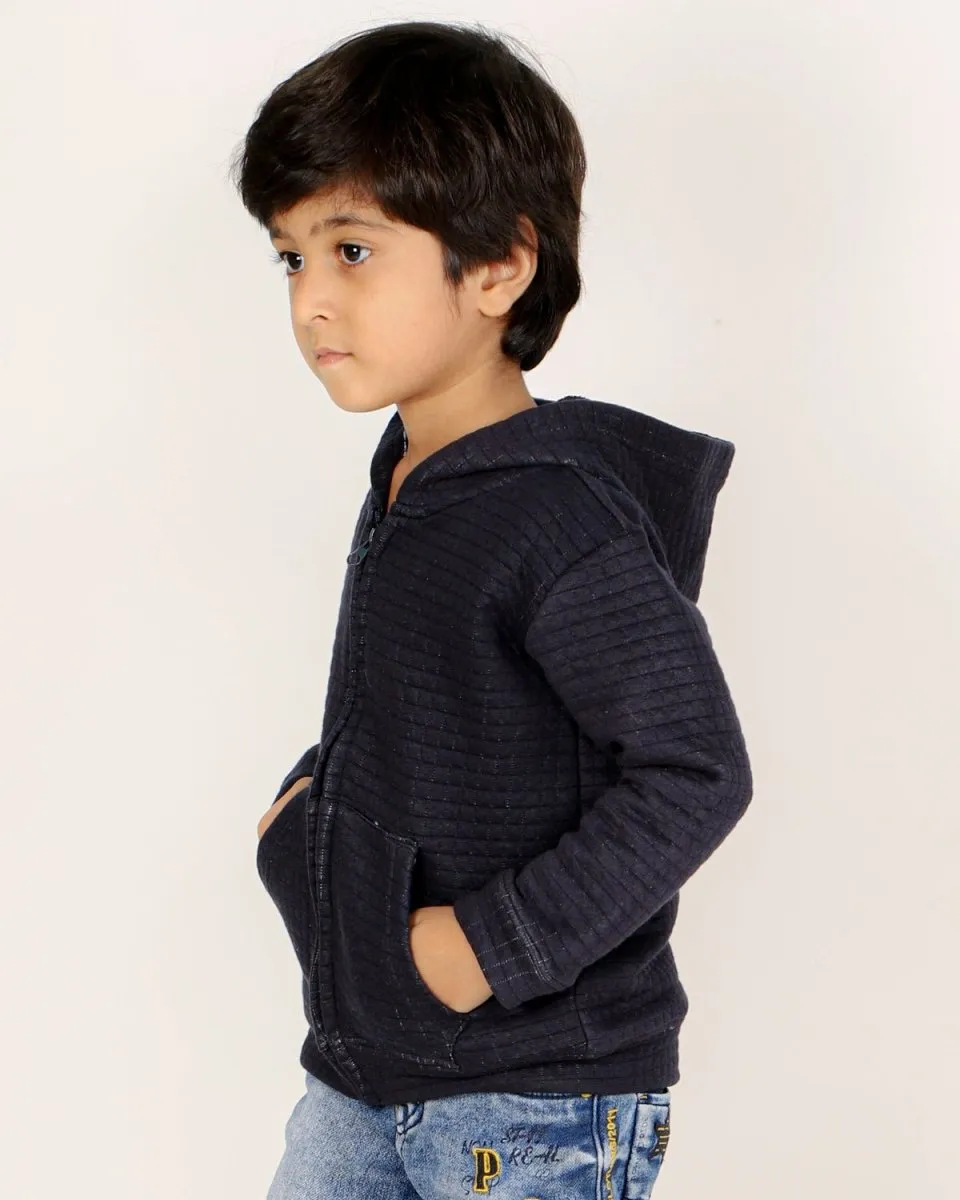 True Navy Quilted Kids Unisex Zipper Jacket