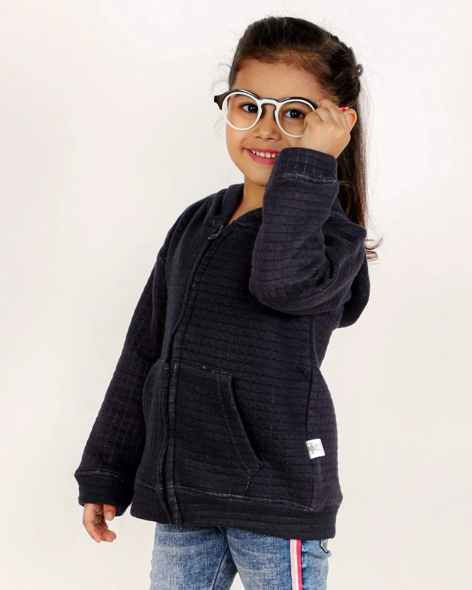 True Navy Quilted Kids Unisex Zipper Jacket