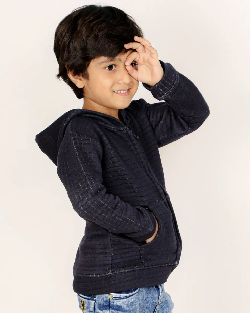 True Navy Quilted Kids Unisex Zipper Jacket