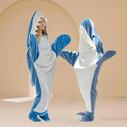 UJEAVETTE® Shark Blanket Parties Plush Funny Clothing Comfortable Cosplay Shark Costume L