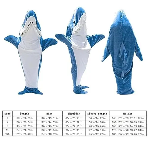 UJEAVETTE® Shark Blanket Parties Plush Funny Clothing Comfortable Cosplay Shark Costume L