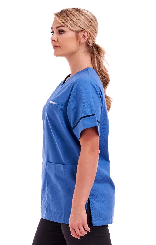 Unisex Smart Scrub Tunic Nurse Uniform Poly Cotton | Size S to XXL | Hospital Blue