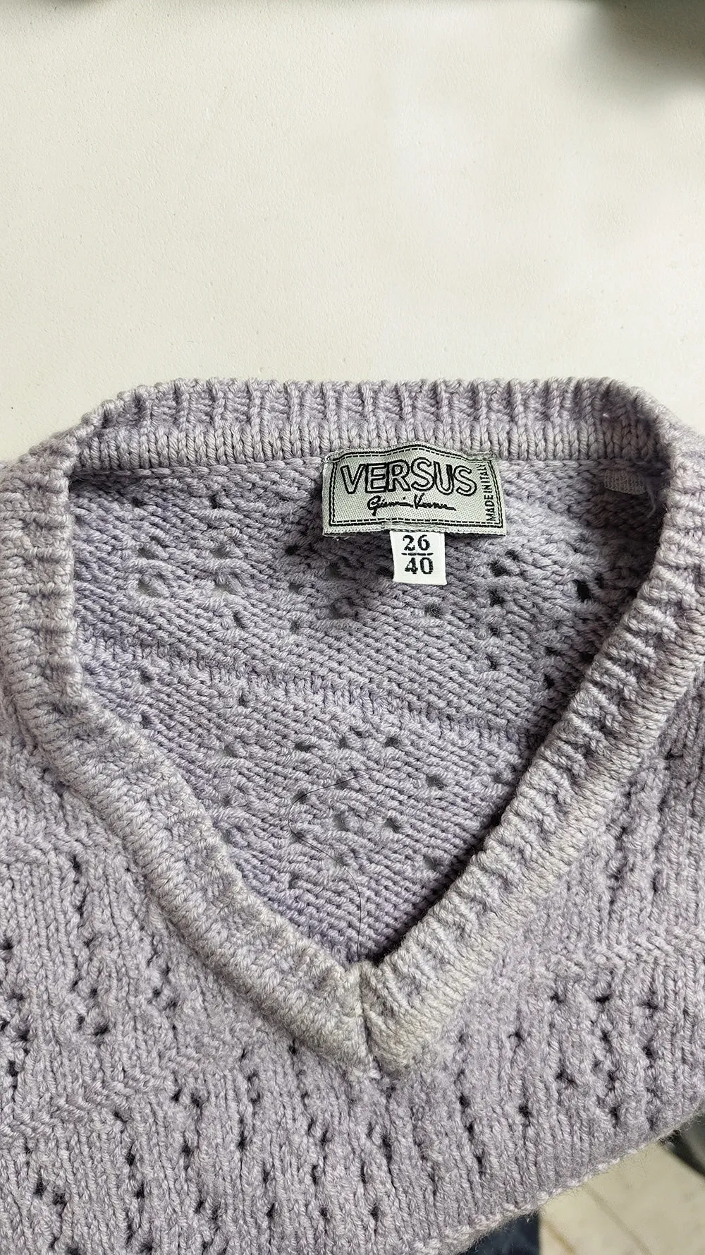 Versus Versace Vintage Lavender Twisted Knit Sweater, 1990s