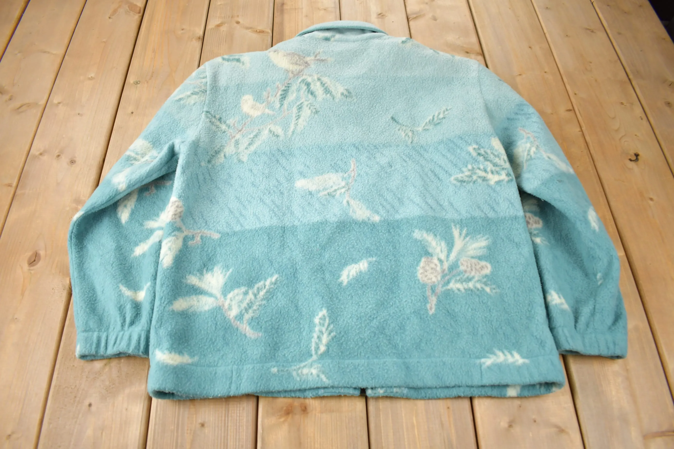 Vintage 1990s Teddi All Over Print Women's Zip Up Fleece Sweater