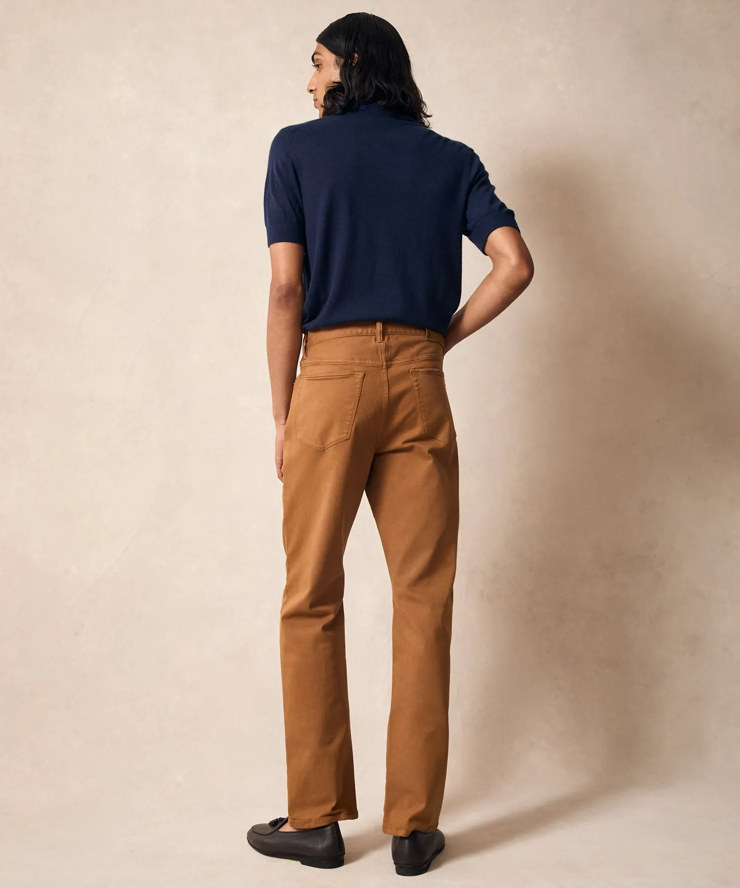 Vintage Straight Fit 5-Pocket Chino in Leather Brown