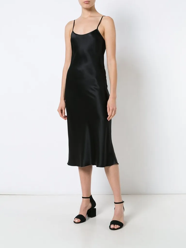 VOZ Liquid Slip Dress Black - Midi Length