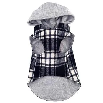 Weekender Dog Sweatshirt Hoodie - Black & White Plaid Flannel