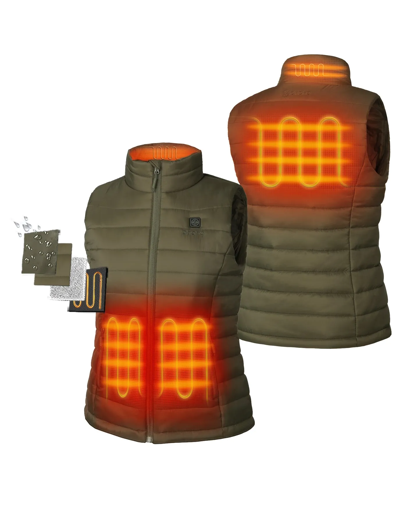 Women's Classic Heated Vest - Green / Red