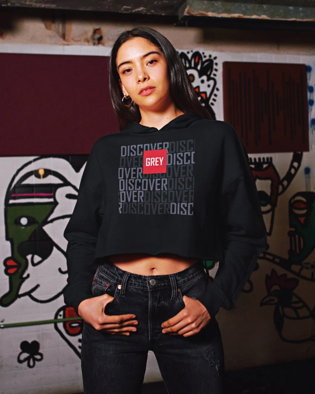 Women's Signature Red Box Logo Crop Hoodie