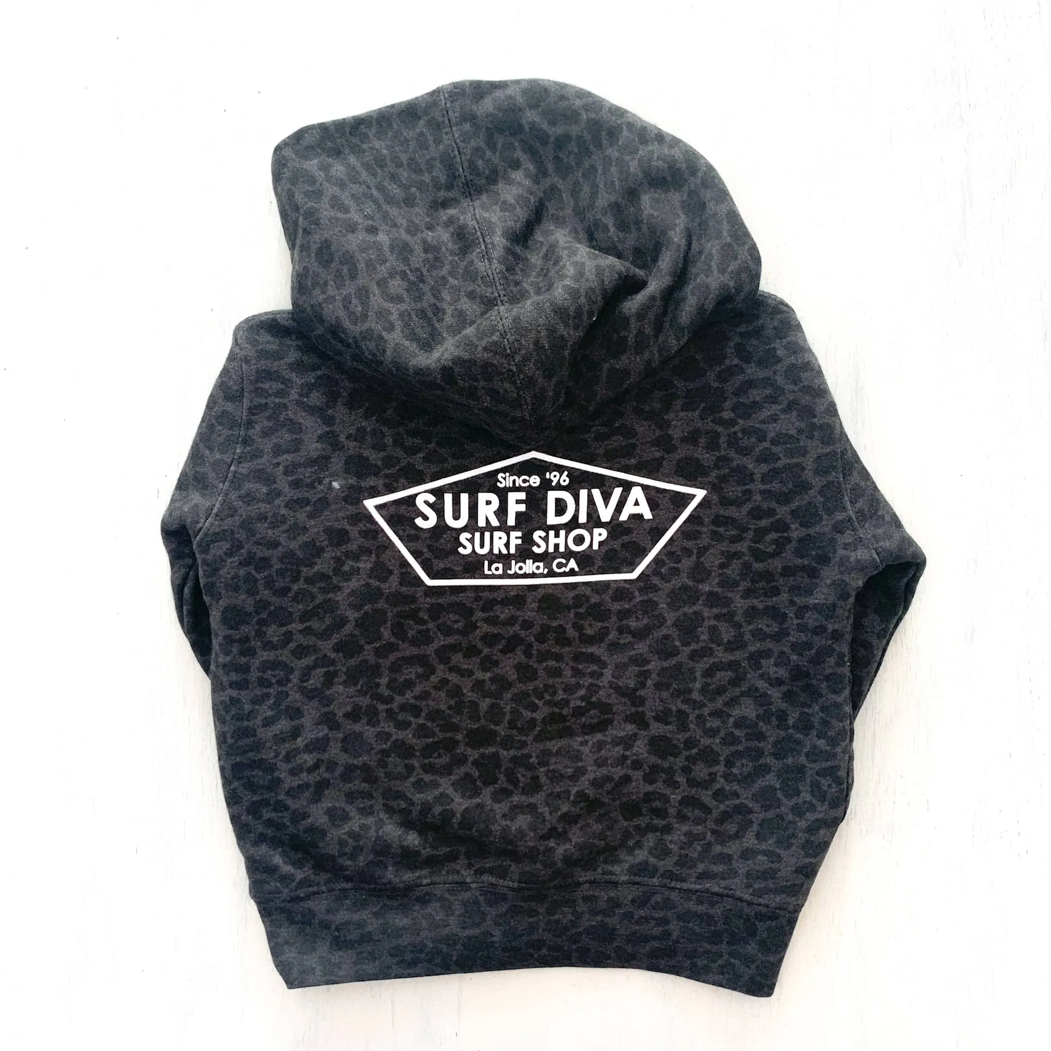 YOUTH HOODIE SWEATSHIRT with SURF DIVA SURF SHOP (leopard black/gray)