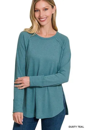 Zenana Waffle Knit Long Sleeve Top