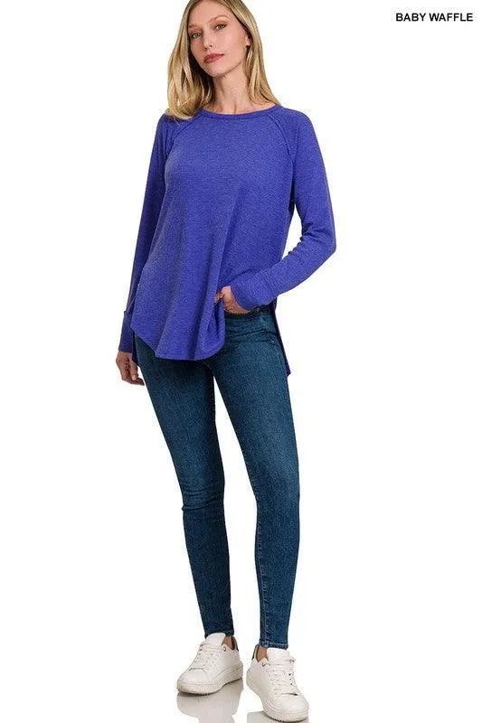 Zenana Waffle Knit Long Sleeve Top