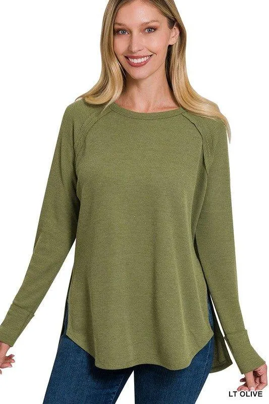 Zenana Waffle Knit Long Sleeve Top